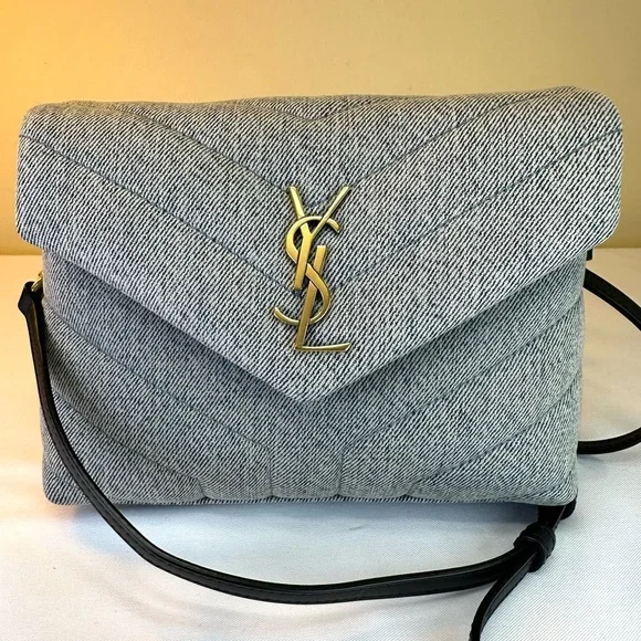 Saint Laurent Loulou Puffer Y Quilted Toy Blue Denim NWT Crossbody Italy COA - Picture 3 of 17